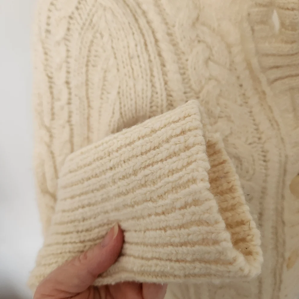 GAP Y2K Cream Cable Knit Cardigan Jacket M
